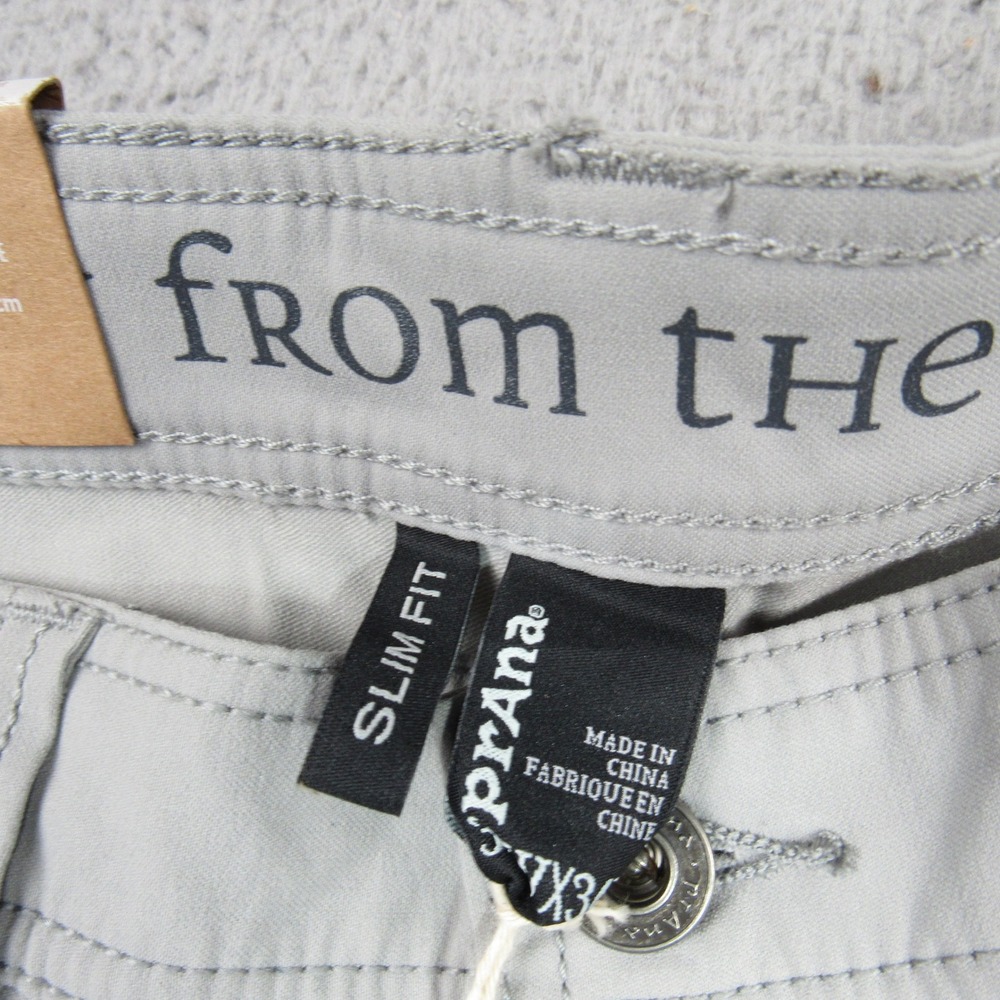Prana Mens Stretch Zion Slim Fit Pants Gray Water Repellent UPF 50 32x34 NEW - Picture 5 of 10
